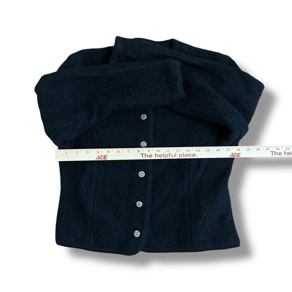Lands’ End Vintage 100% Wool Black Cardigan Jacket Women’s 12 - Picture 5 of 7